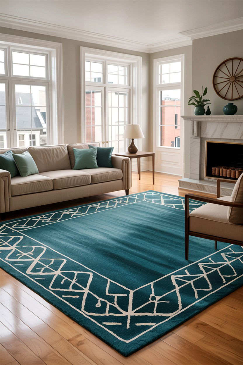Teal Area Rug - 30 teal living room decor ideas