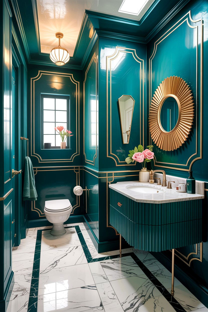 Teal Art Deco Bathroom - 30 teal bathroom design ideas