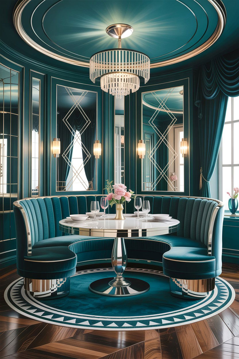 Teal Art Deco Dining Room - 30 teal dining room decor ideas