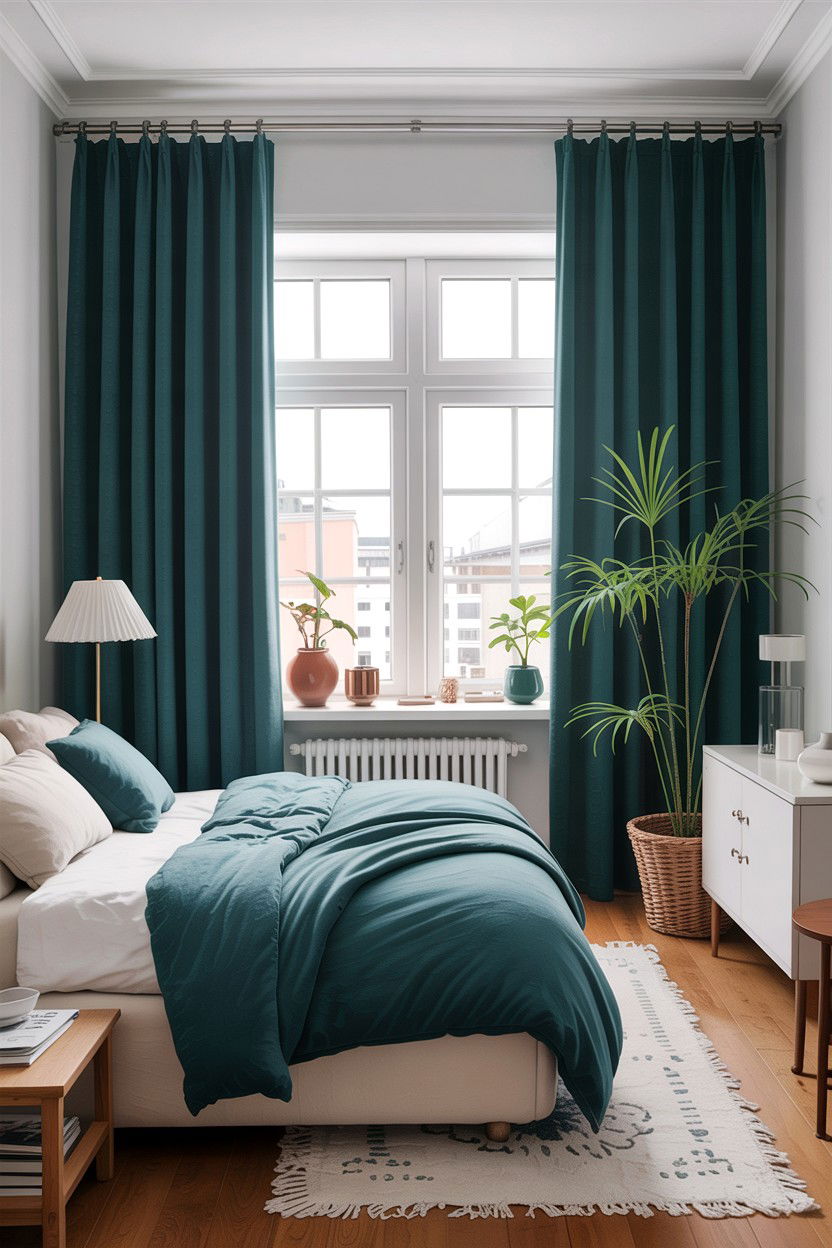 Teal Blackout Curtains Scandinavian Bedroom - 30 scandinavian teal bedroom ideas