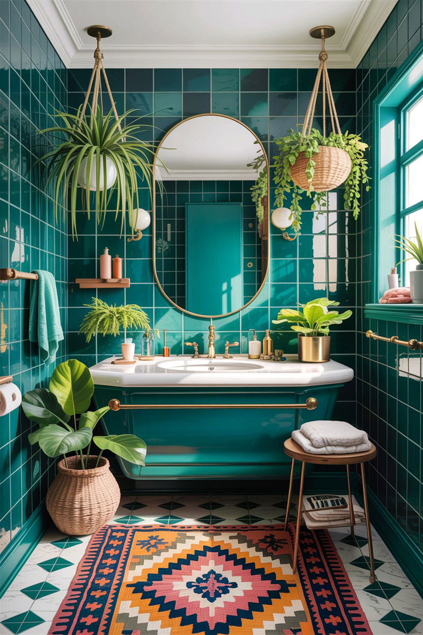 Teal Boho Bathroom - 30 teal bathroom decor ideas