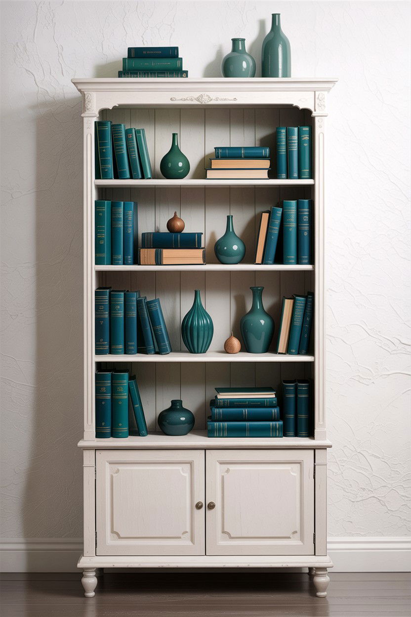 Teal Bookshelf Decor - 30 scandinavian teal living room ideas