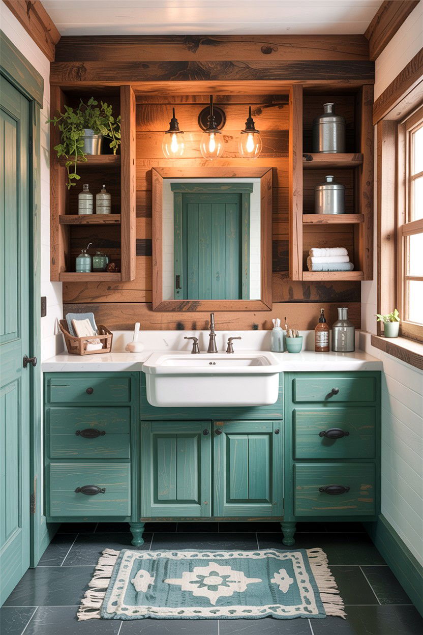 Teal Farmhouse Bathroom - 30 teal bathroom decor ideas