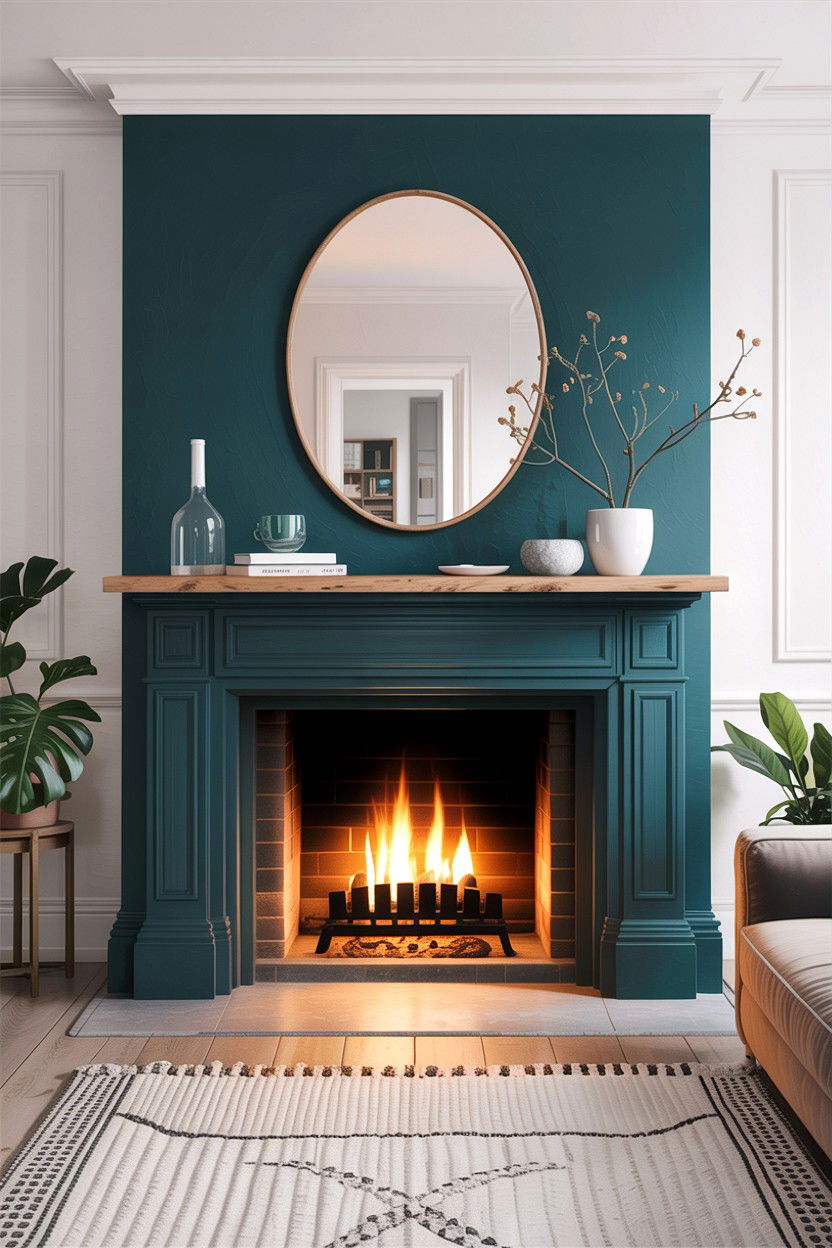 Teal Fireplace Surround - 30 scandinavian teal living room ideas