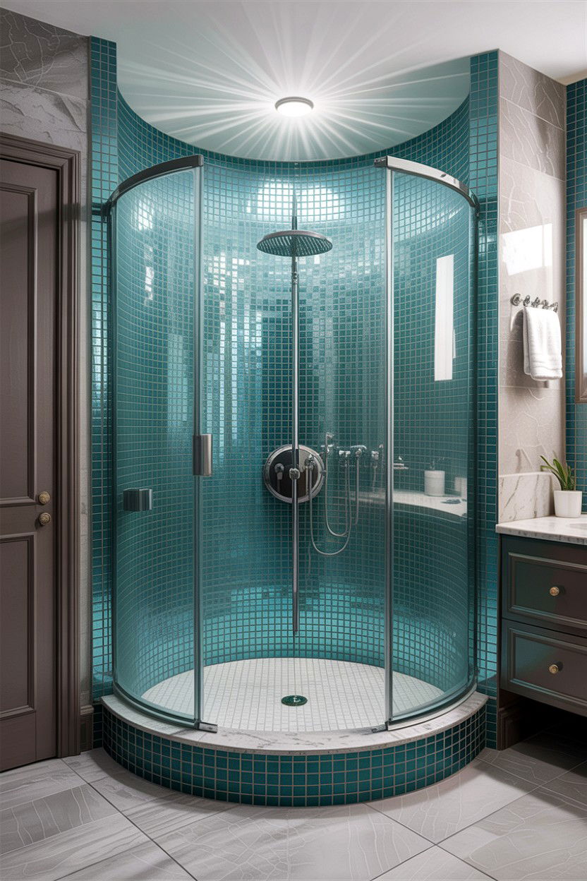 Teal Glass Mosaic - 30 teal bathroom decor ideas