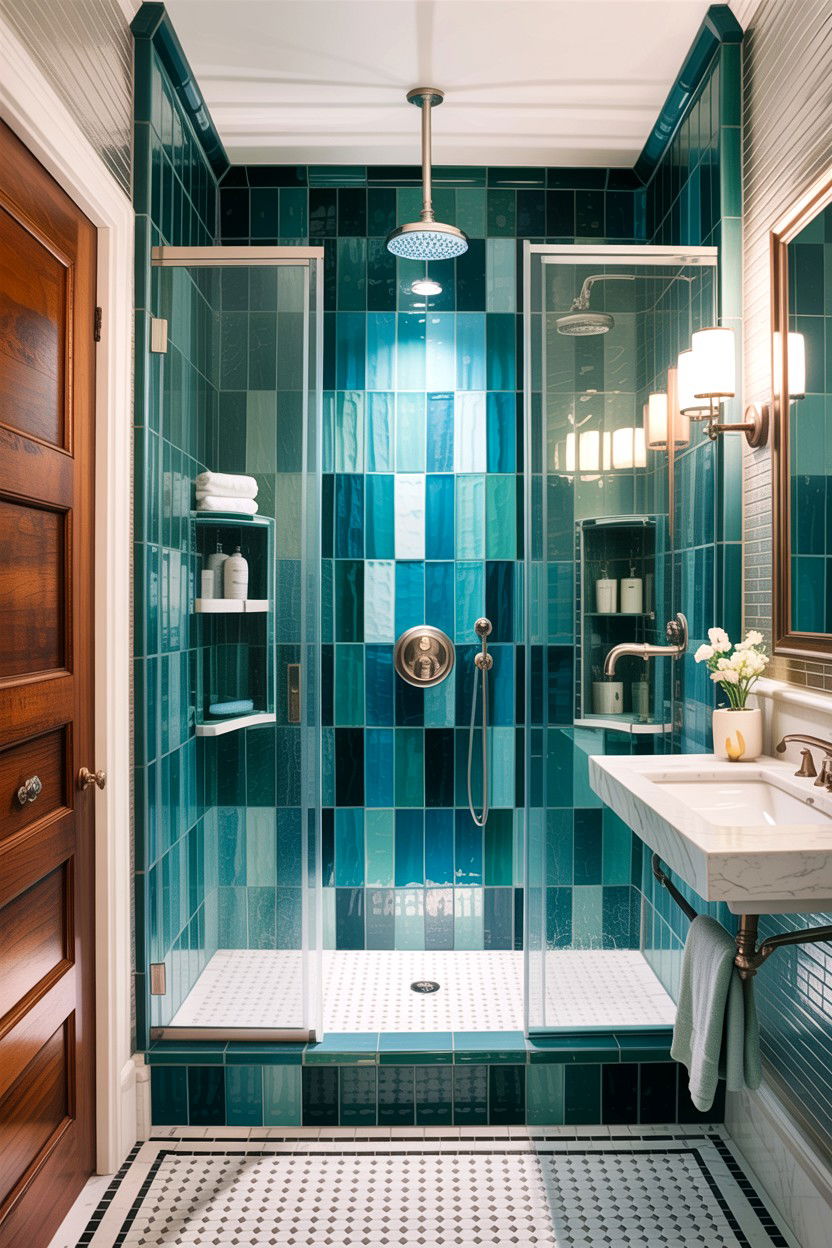 Teal Glass Tile Bathroom - 30 teal bathroom design ideas