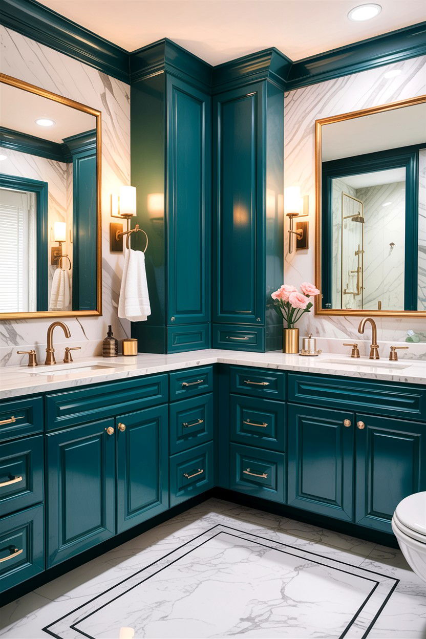 Teal Gold Hardware - 30 teal bathroom decor ideas