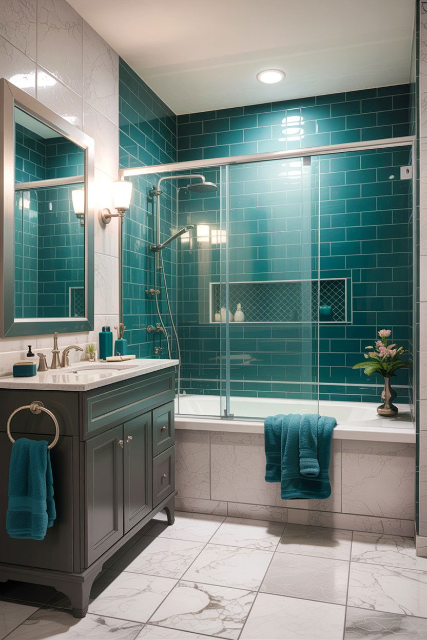Teal Grey Bathroom - 30 teal bathroom decor ideas