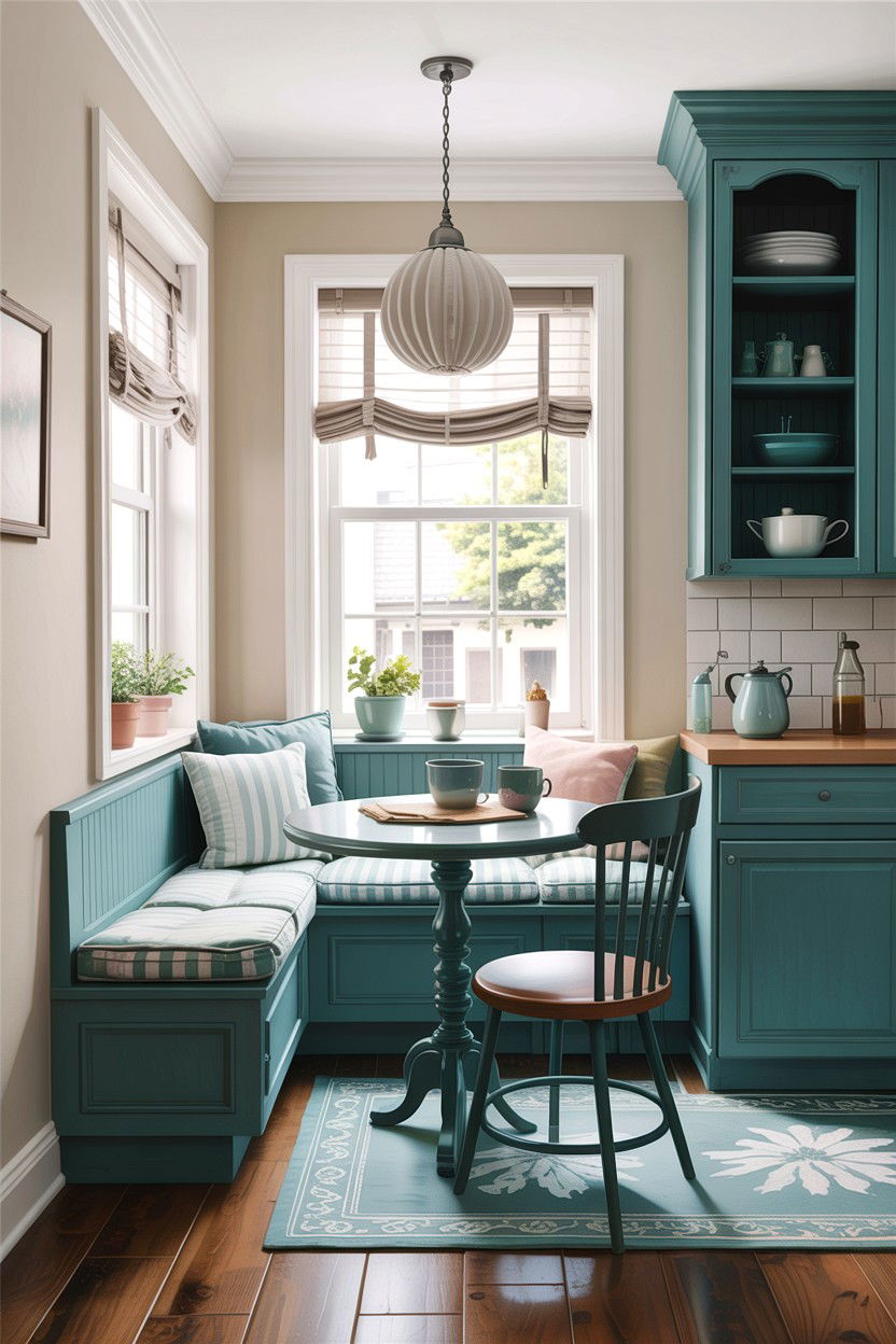 Teal Kitchen Breakfast Nook - 30 teal kitchen decor ideas