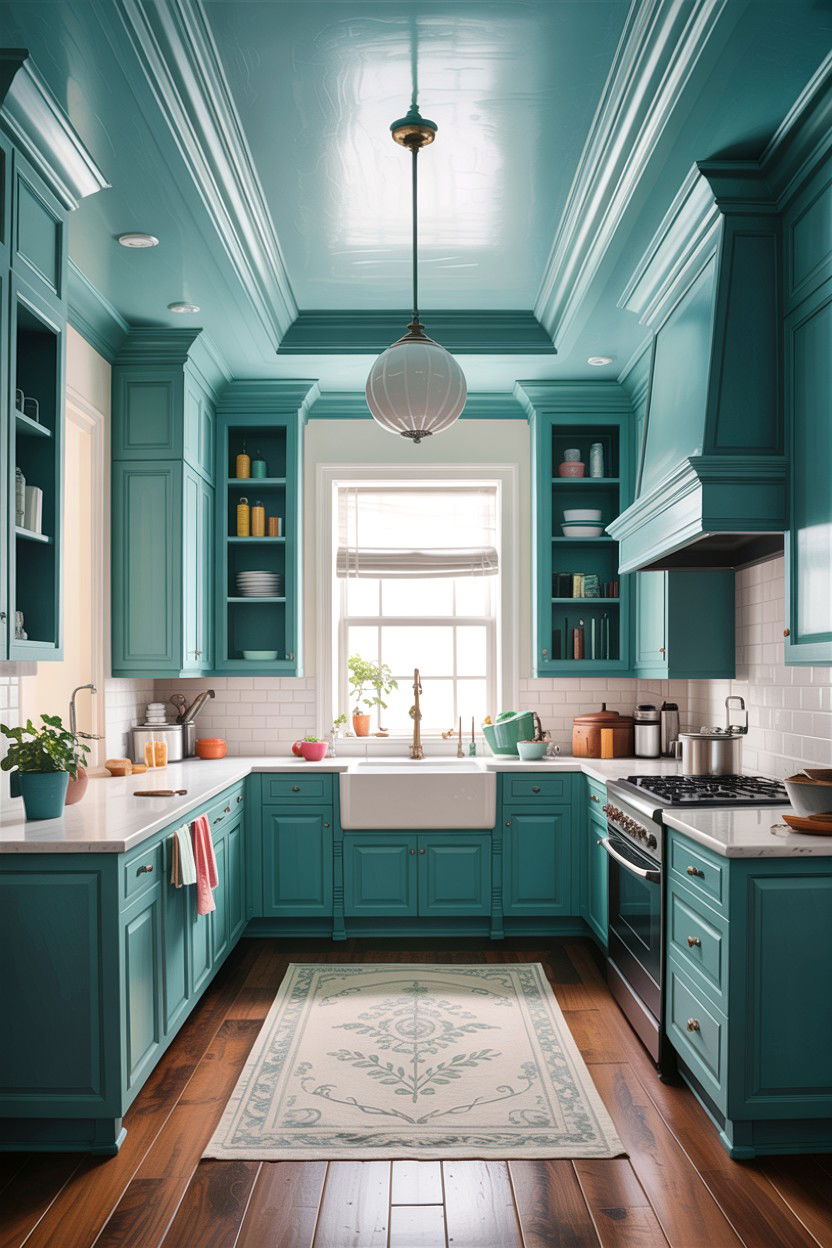 Teal Kitchen Ceiling Paint - 30 teal kitchen decor ideas