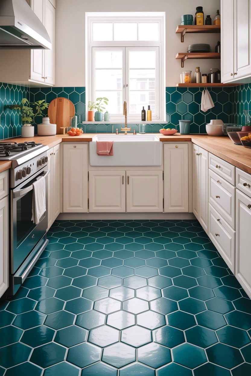 Teal Kitchen Floor Tile - 30 teal kitchen decor ideas