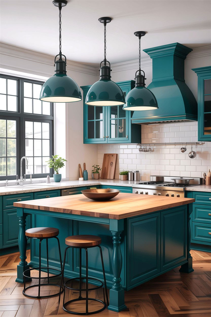 Teal Kitchen Lighting - 30 teal kitchen decor ideas