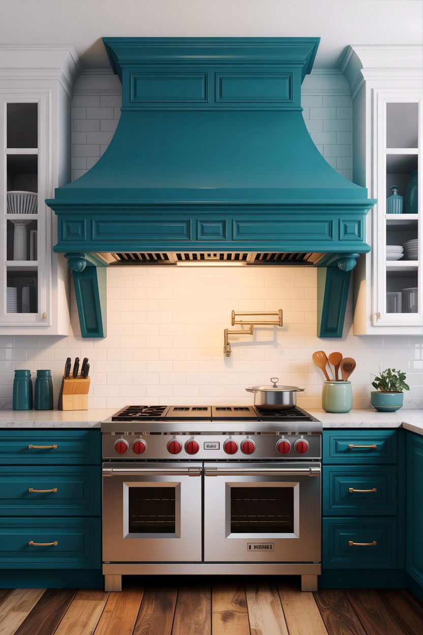 Teal Kitchen Range Hood - 30 teal kitchen decor ideas