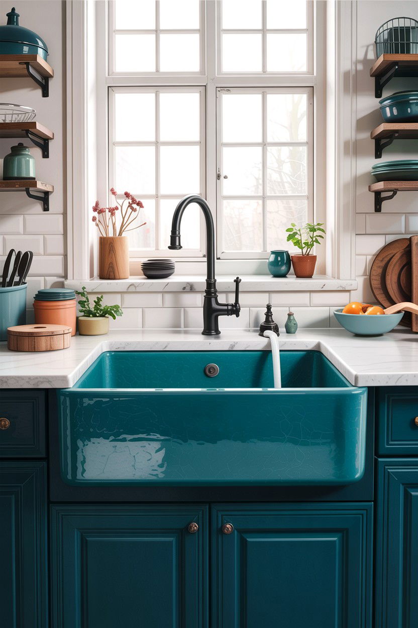 Teal Kitchen Sink - 30 teal kitchen decor ideas