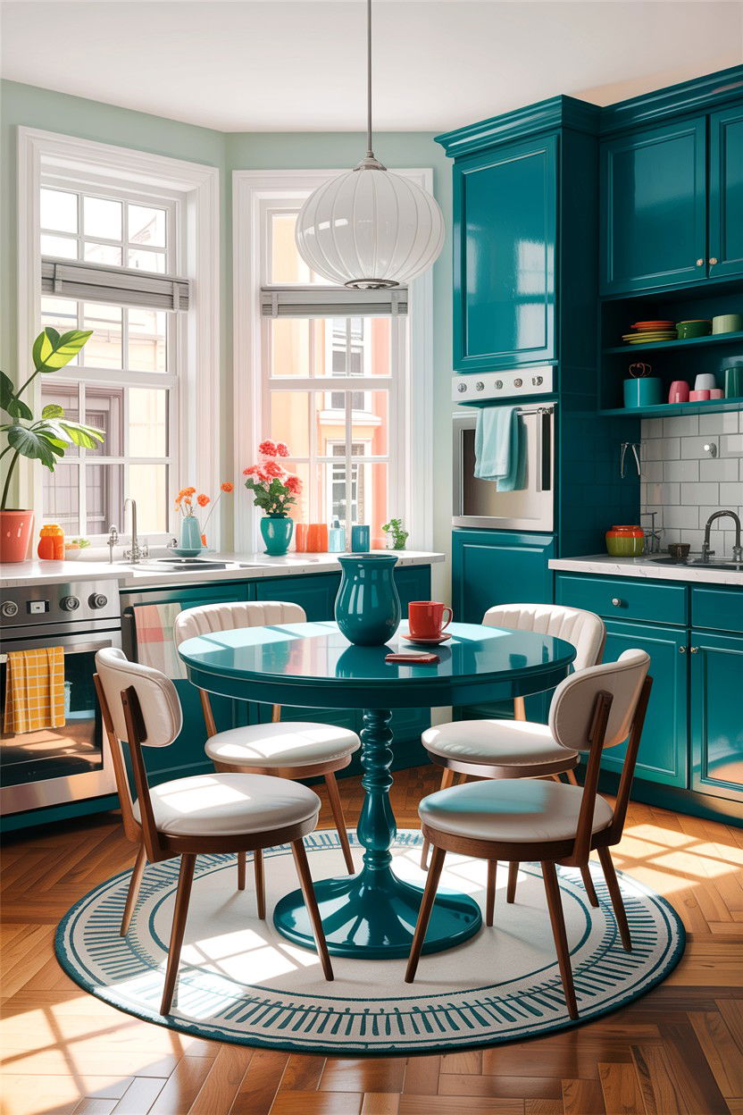 Teal Kitchen Table - 30 teal kitchen decor ideas