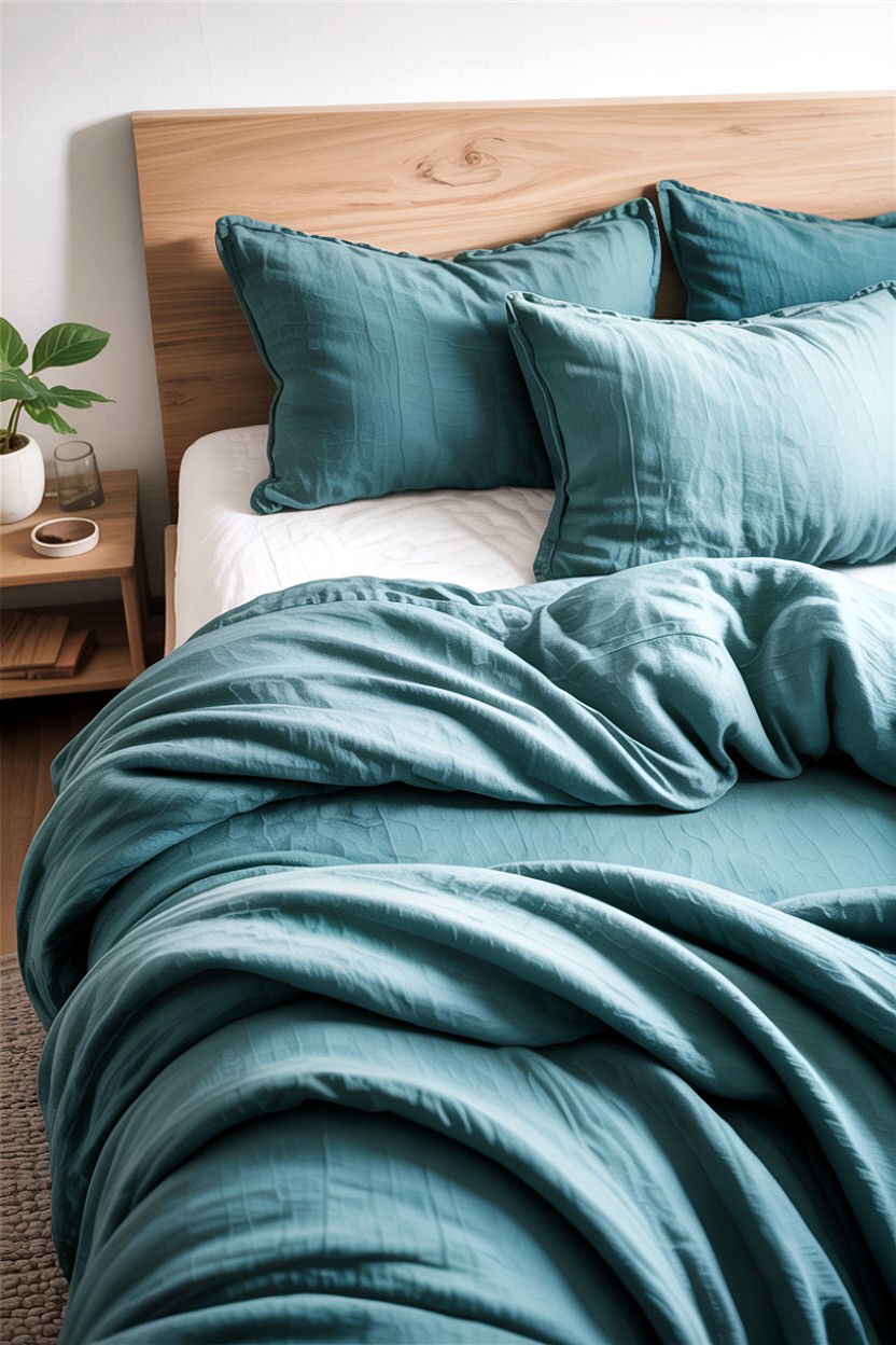 Teal Linen Sheets Scandinavian Bedroom - 30 scandinavian teal bedroom ideas