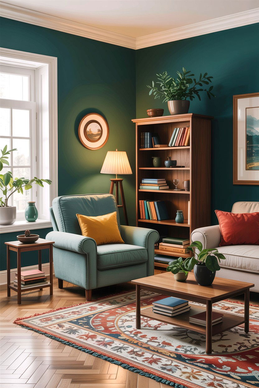 Teal Living Room With Wood Accents - 30 teal living room decor ideas