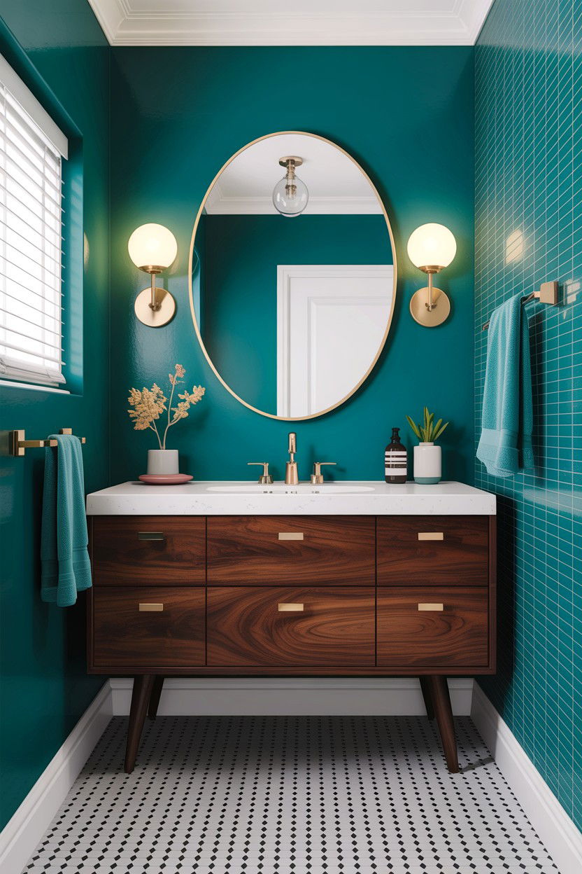 Teal Mid Century Bathroom - 30 teal bathroom decor ideas