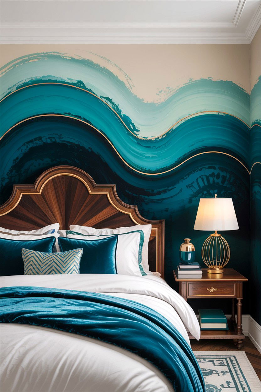 Teal Ombre Bedroom Wall - 30 bedroom ombre wall ideas