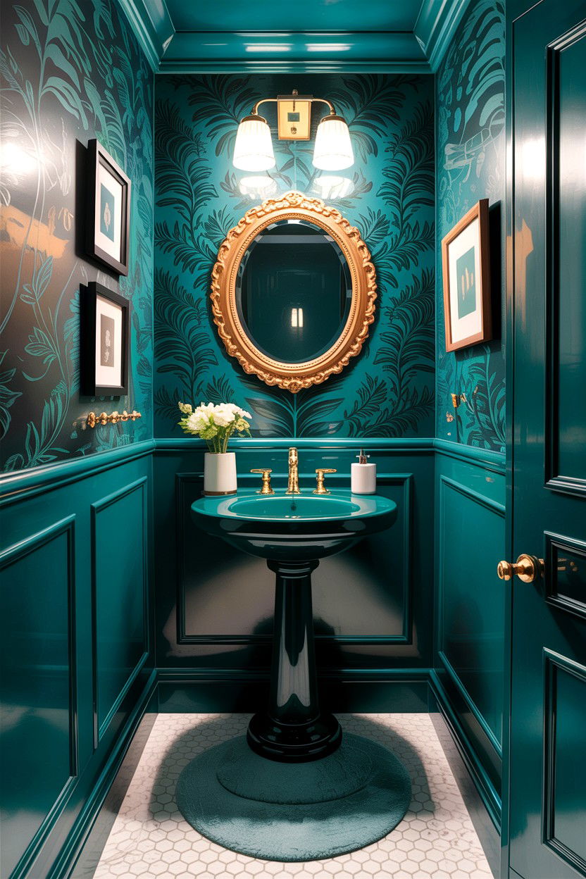 Teal Powder Room - 30 teal bathroom decor ideas