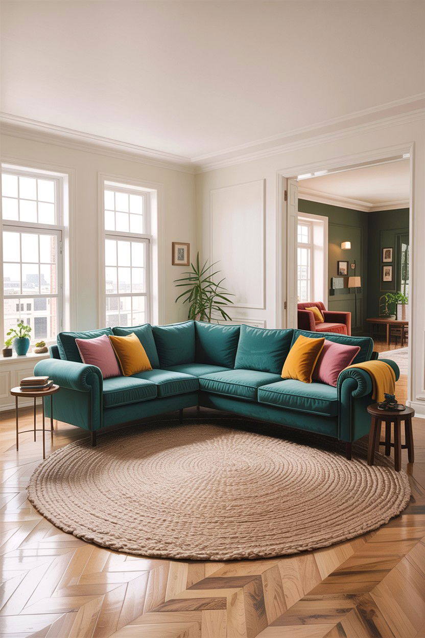 Teal Sectional Sofa - 30 teal living room decor ideas