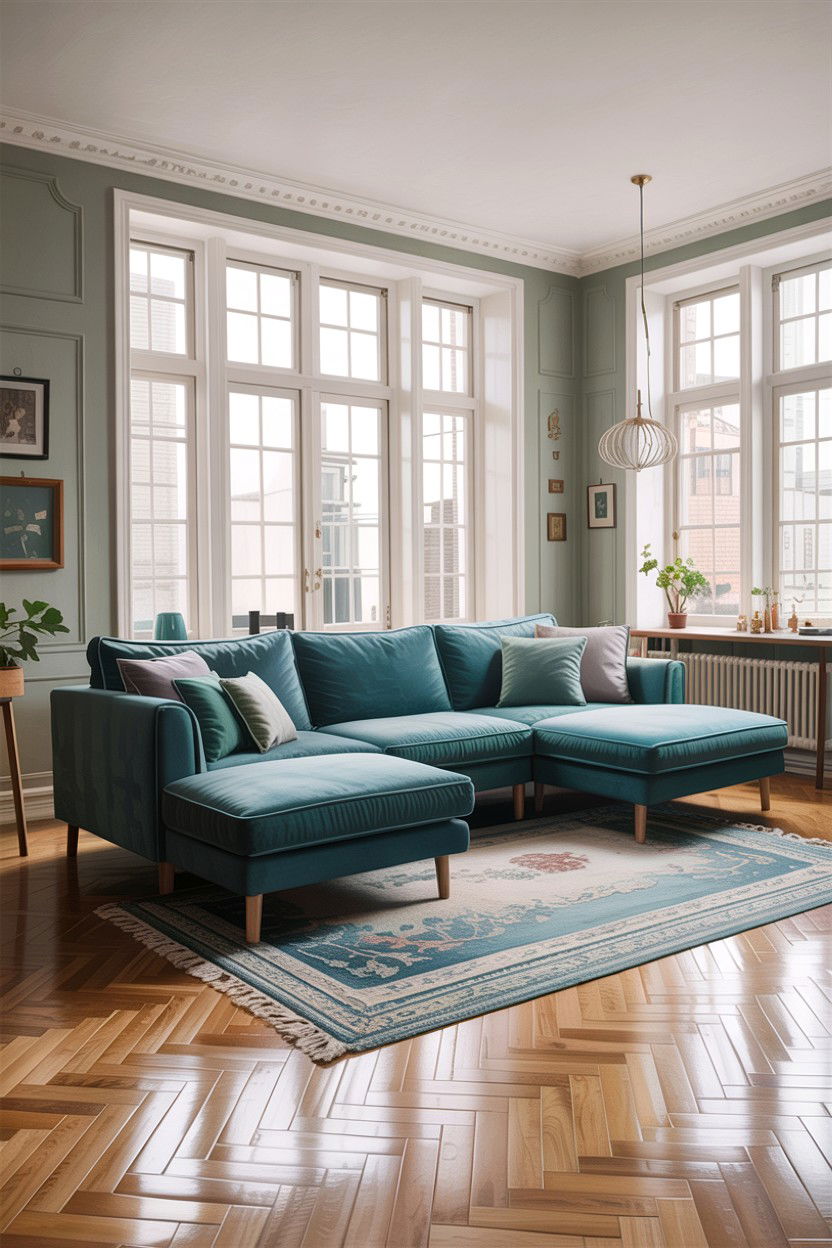 Teal Sectional Sofa - 30 scandinavian teal living room ideas