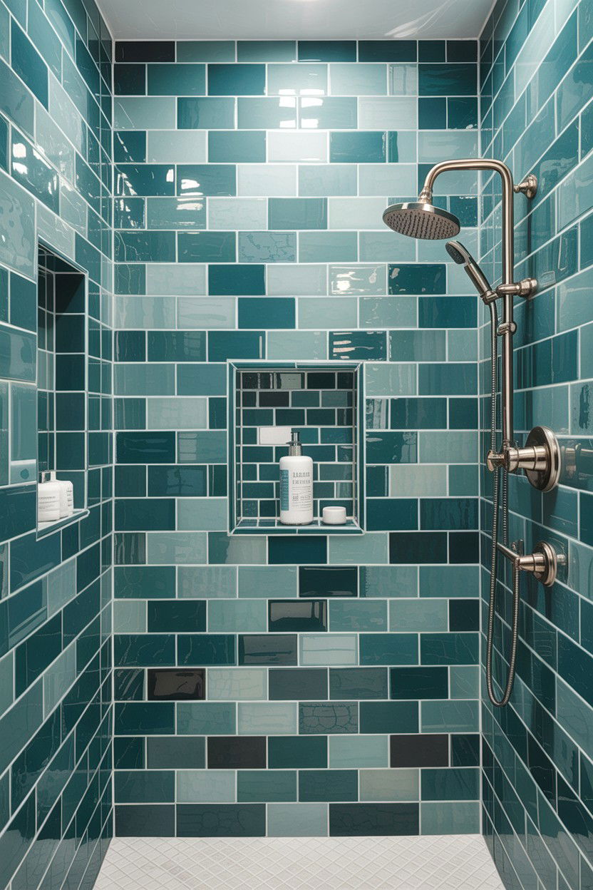 Teal Shower Tile - 30 teal bathroom decor ideas
