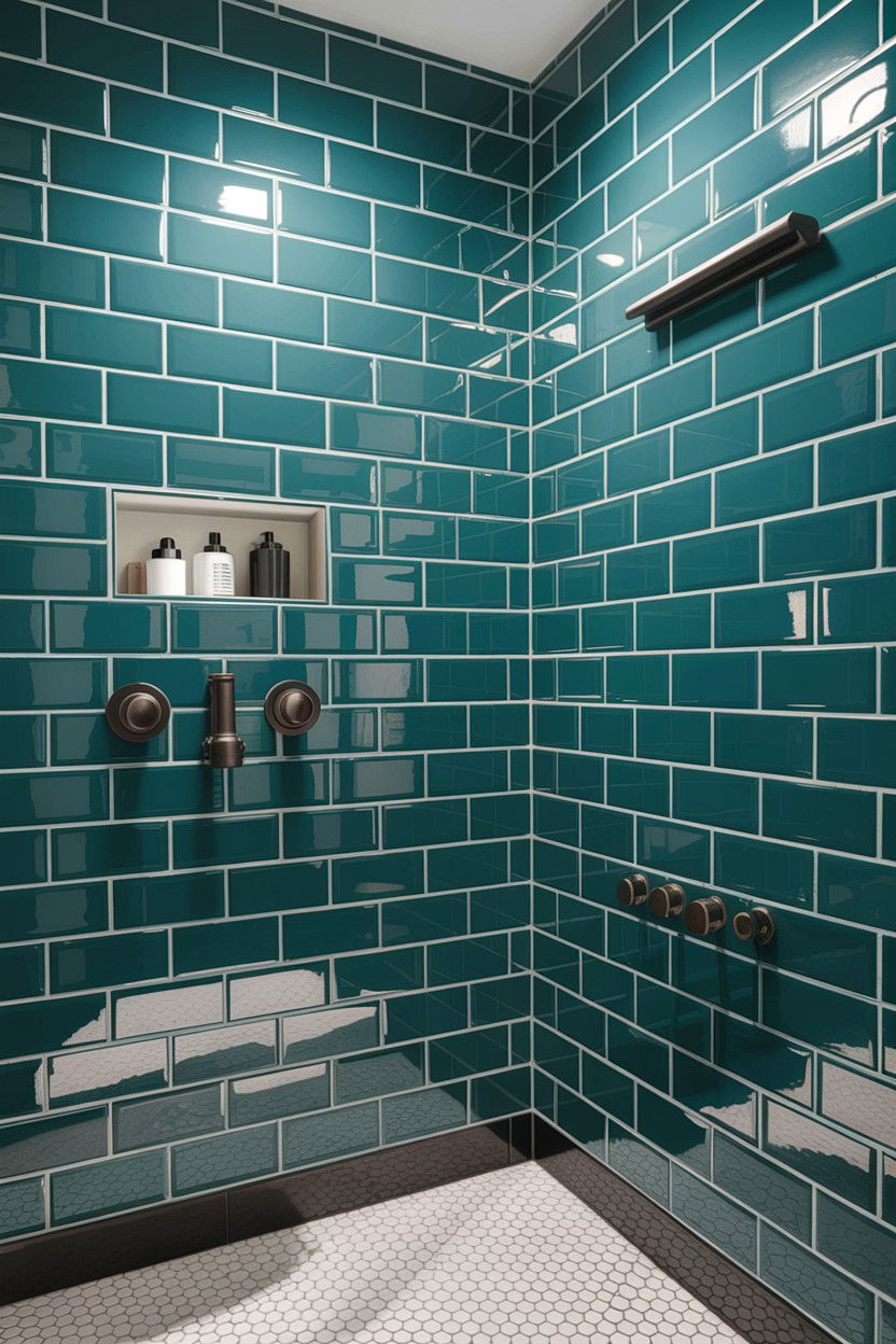 Teal Subway Tile - 30 teal bathroom decor ideas