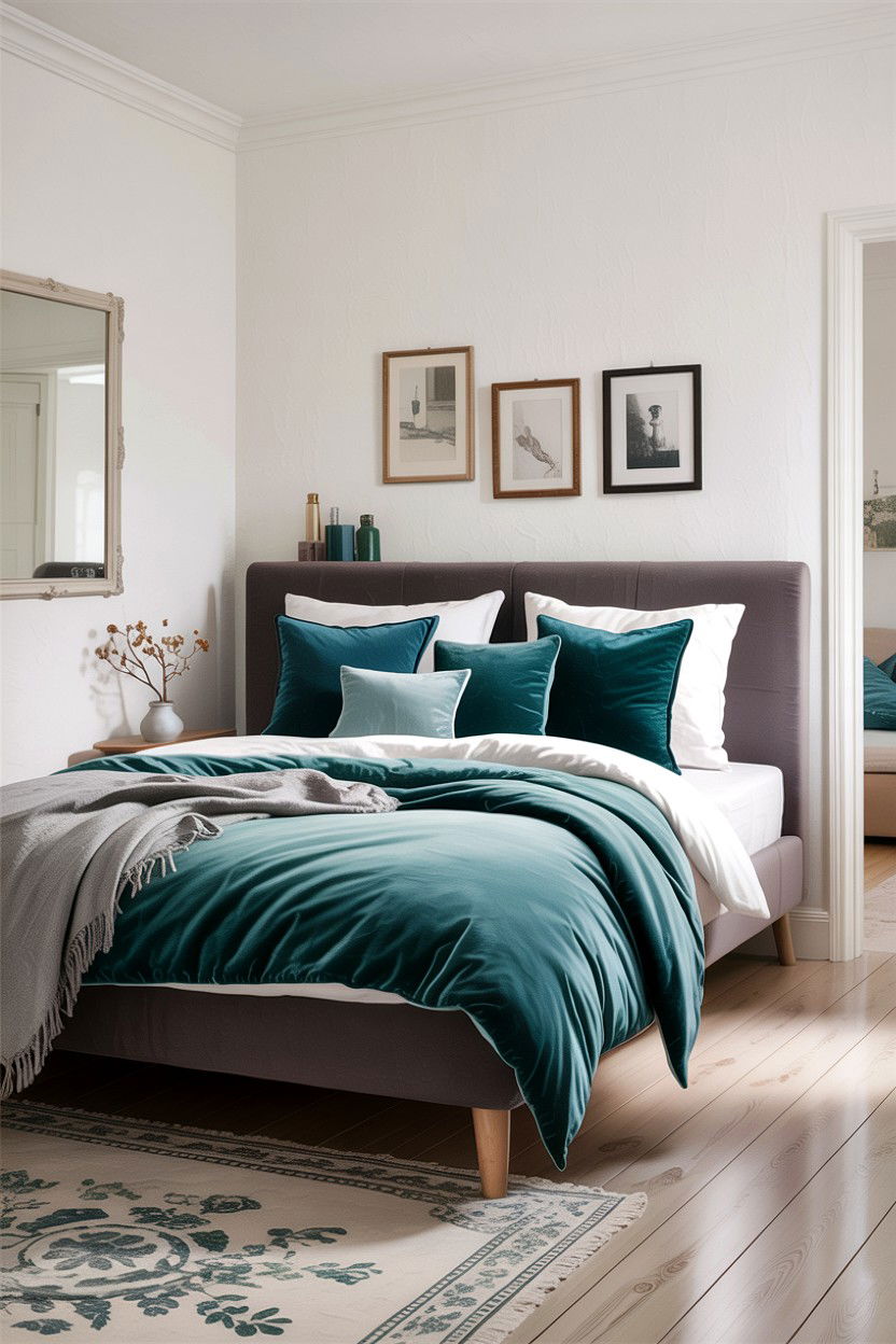 Teal Throw Pillows Scandinavian Bedroom - 30 scandinavian teal bedroom ideas
