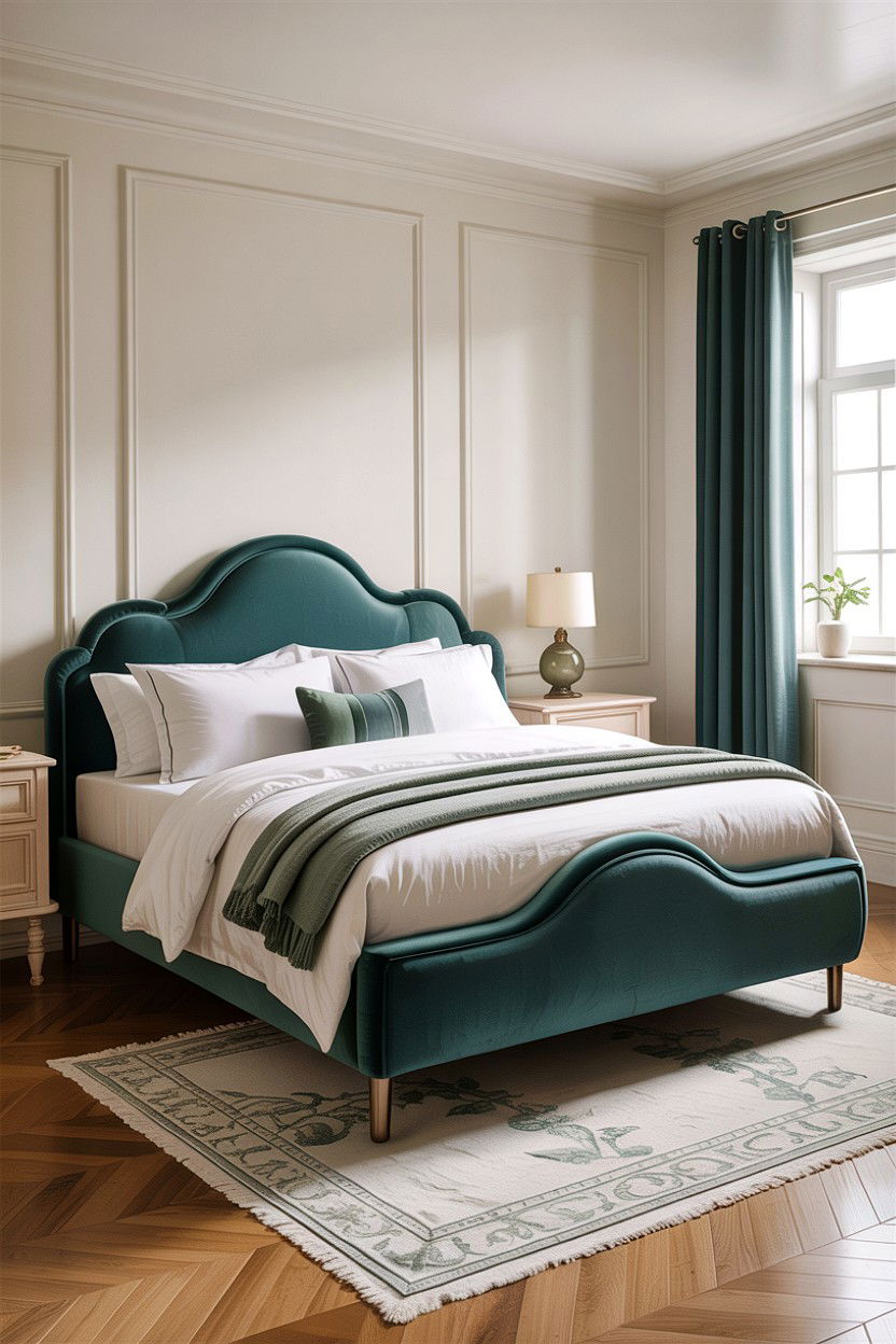 Teal Upholstered Bed - 30 traditional teal bedroom ideas