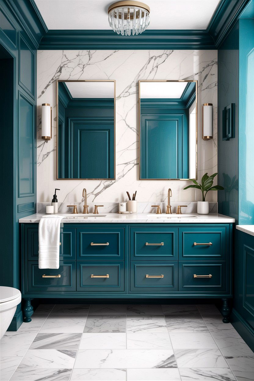 Teal Vanity White Marble Bathroom - 30 teal bathroom design ideas
