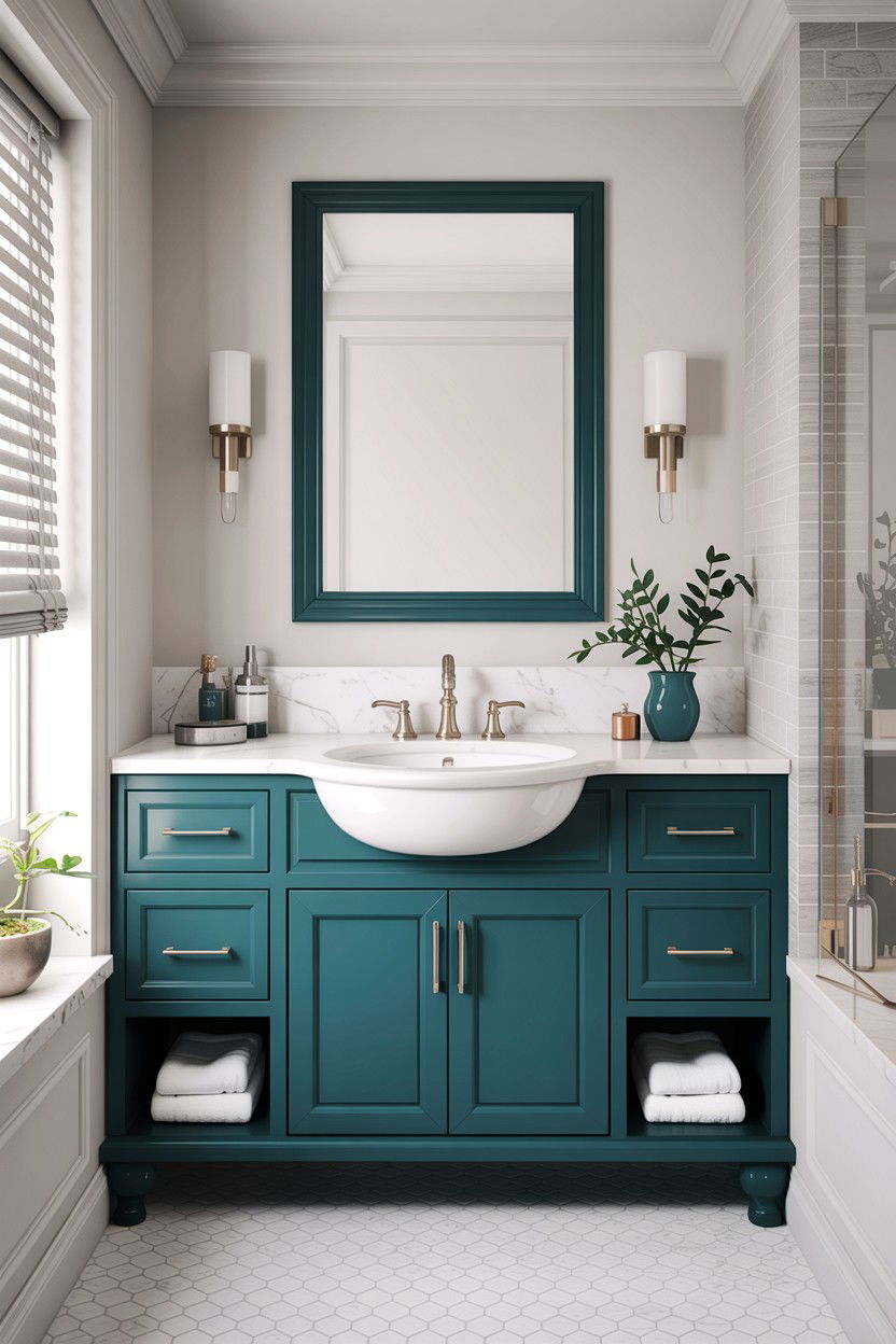 Teal Vanity White Marble Top - 30 teal and white bathroom ideas
