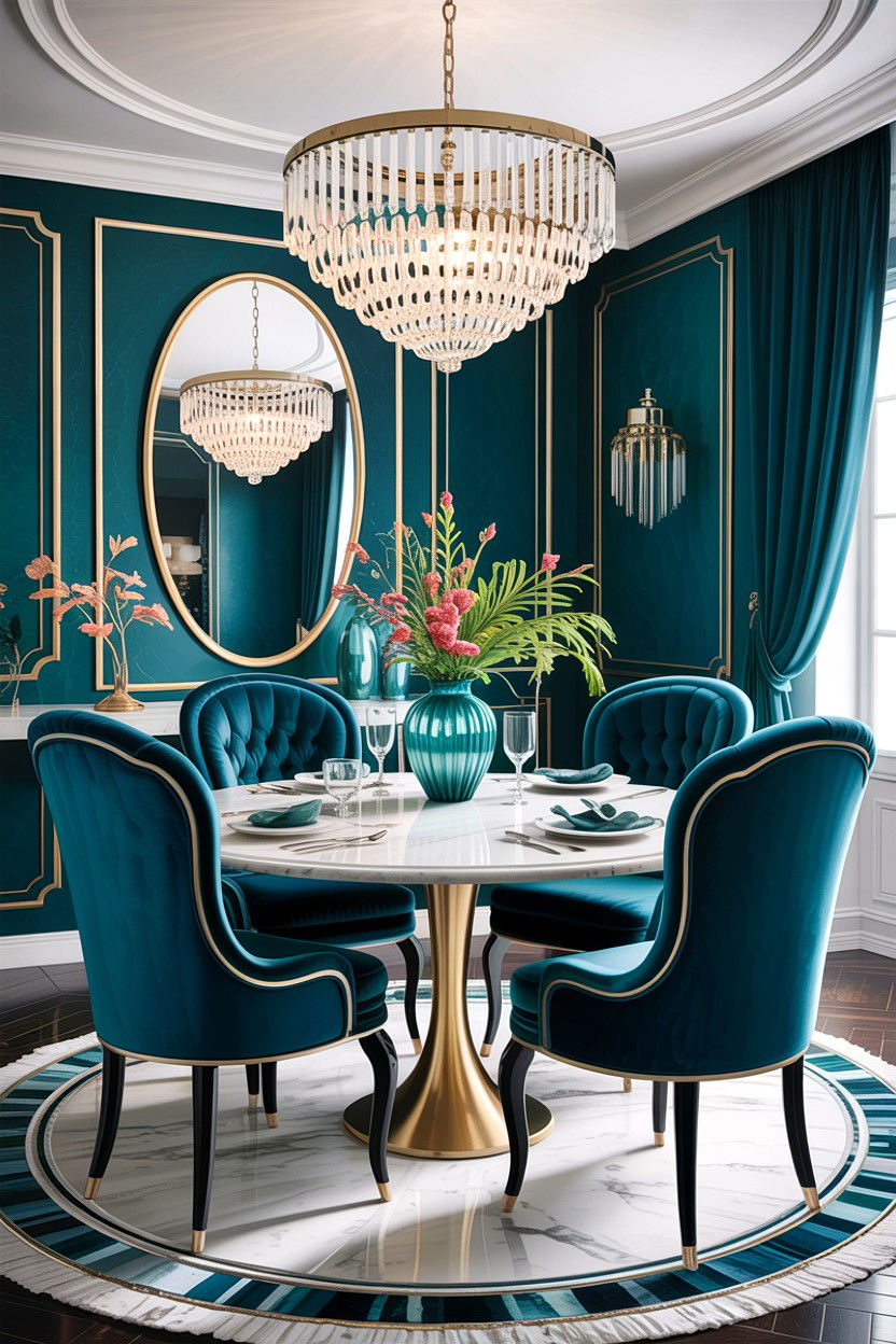 Teal Velvet Dining Chairs - 30 teal dining room decor ideas