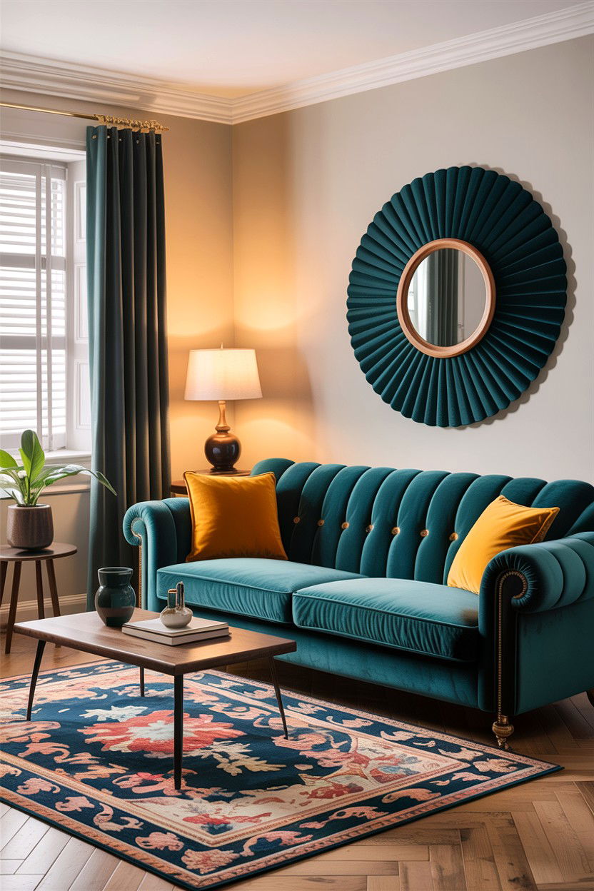 Teal Velvet Sofa Living Room - 30 teal living room design ideas