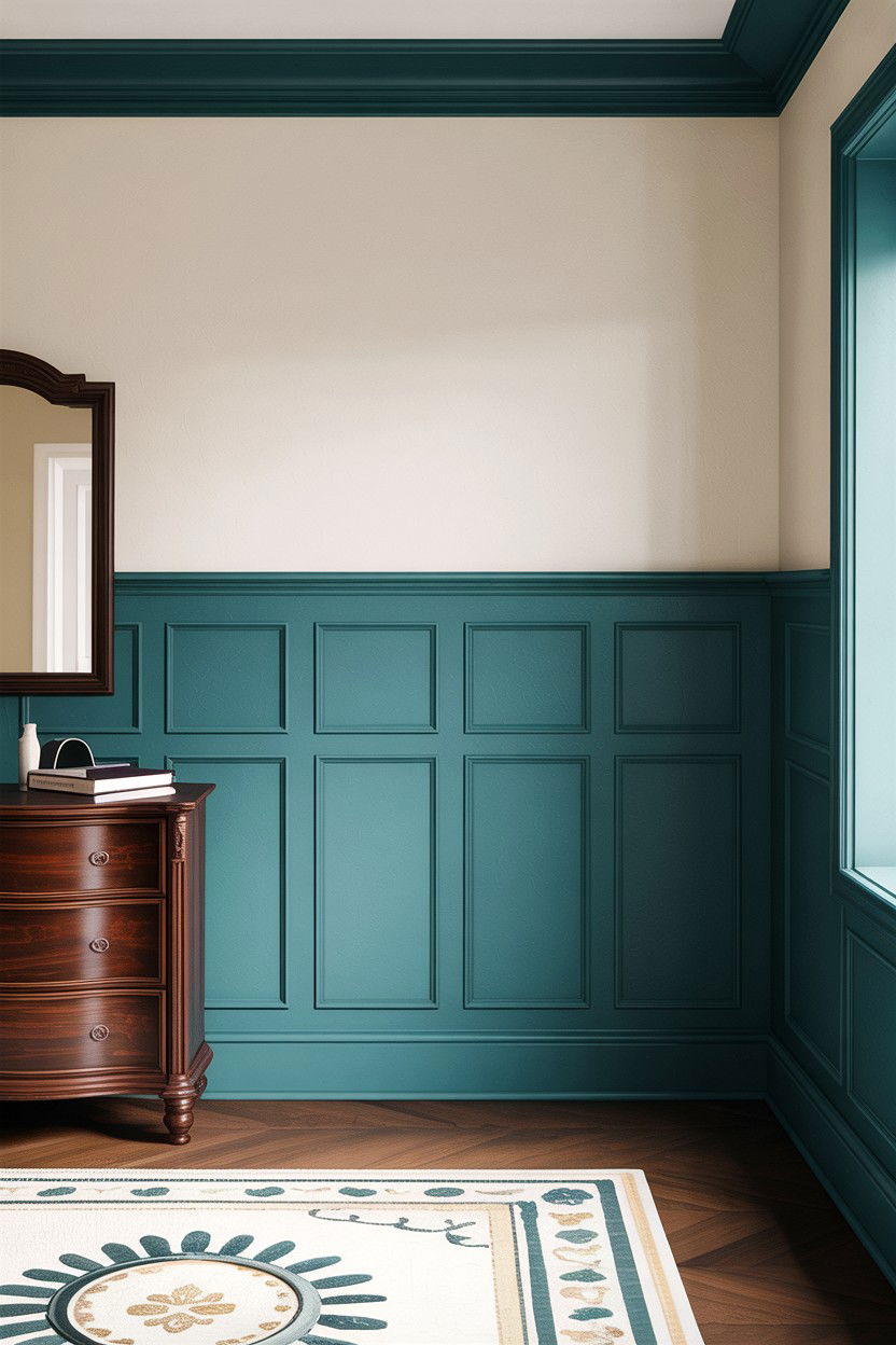 Teal Wainscoting - 30 traditional teal bedroom ideas
