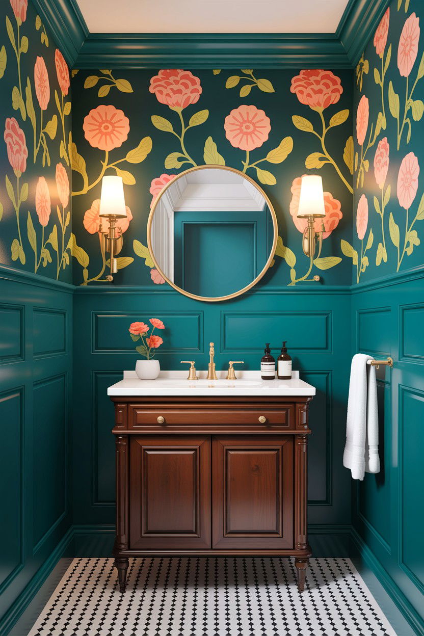 Teal Wainscoting Bathroom - 30 colorful bathroom ideas