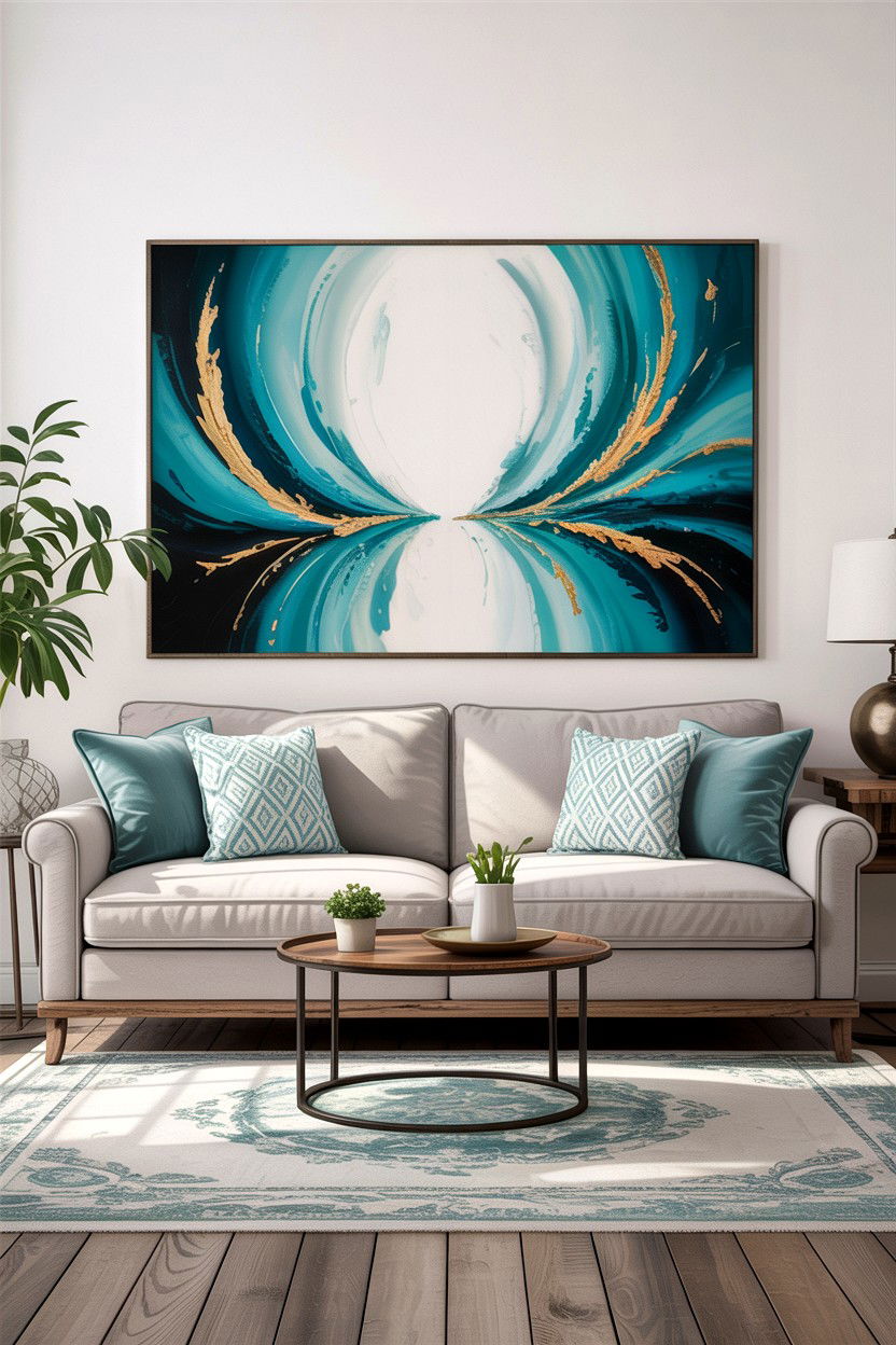 Teal Wall Art - 30 teal living room decor ideas