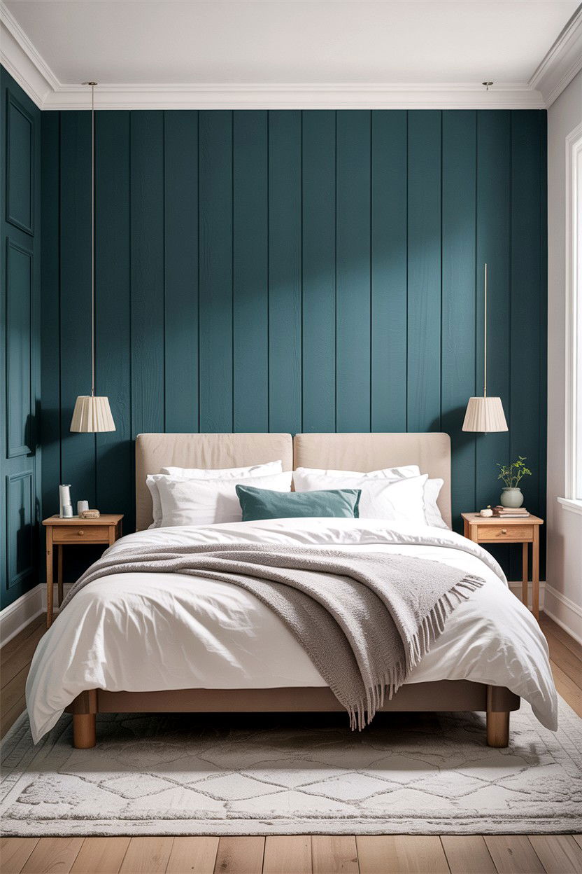 Teal Wall Paneling Scandinavian Bedroom - 30 scandinavian teal bedroom ideas