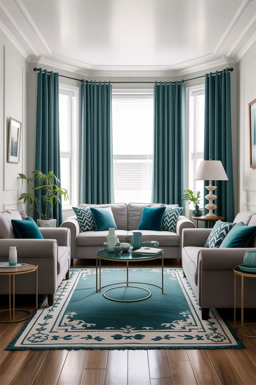 Teal White Grey Living Room - 30 teal and white living room ideas