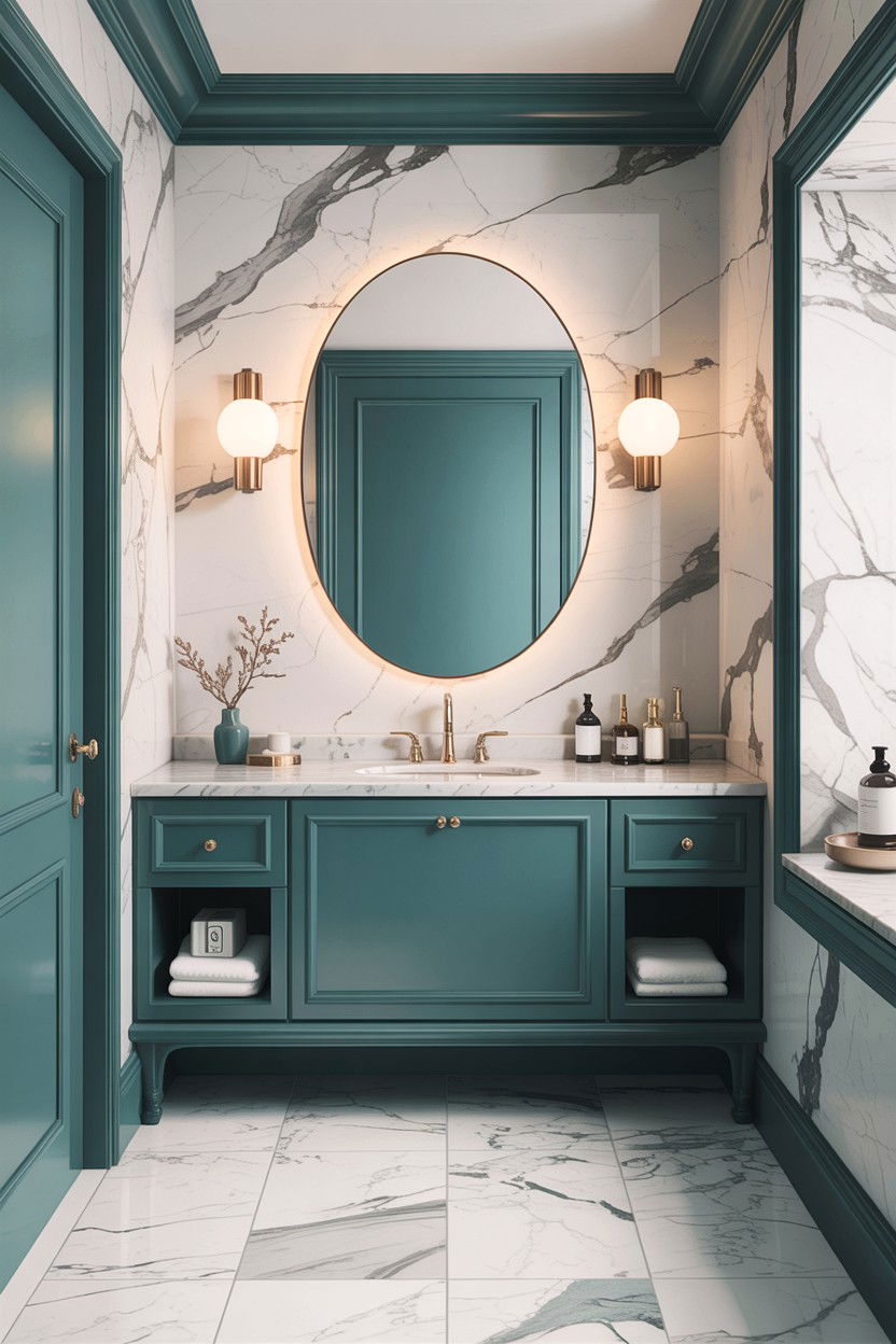 Teal White Marble - 30 teal bathroom decor ideas