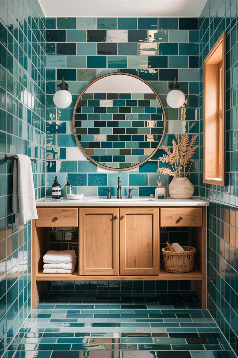 Teal Zellige Tile Bathroom - 30 teal bathroom design ideas