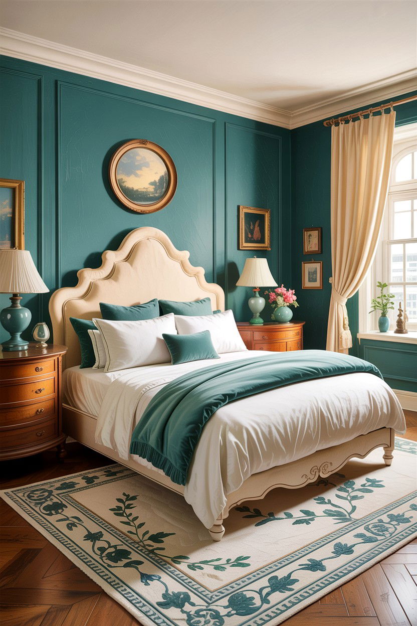Teal and Cream Bedroom - 30 teal bedroom design ideas