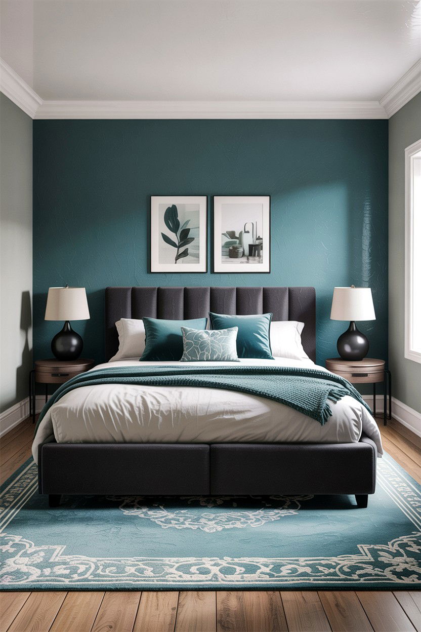 Teal and Grey Bedroom - 30 teal bedroom design ideas