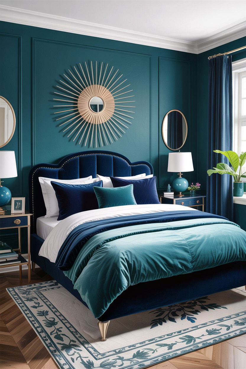 Teal and Navy Bedroom - 30 teal bedroom design ideas