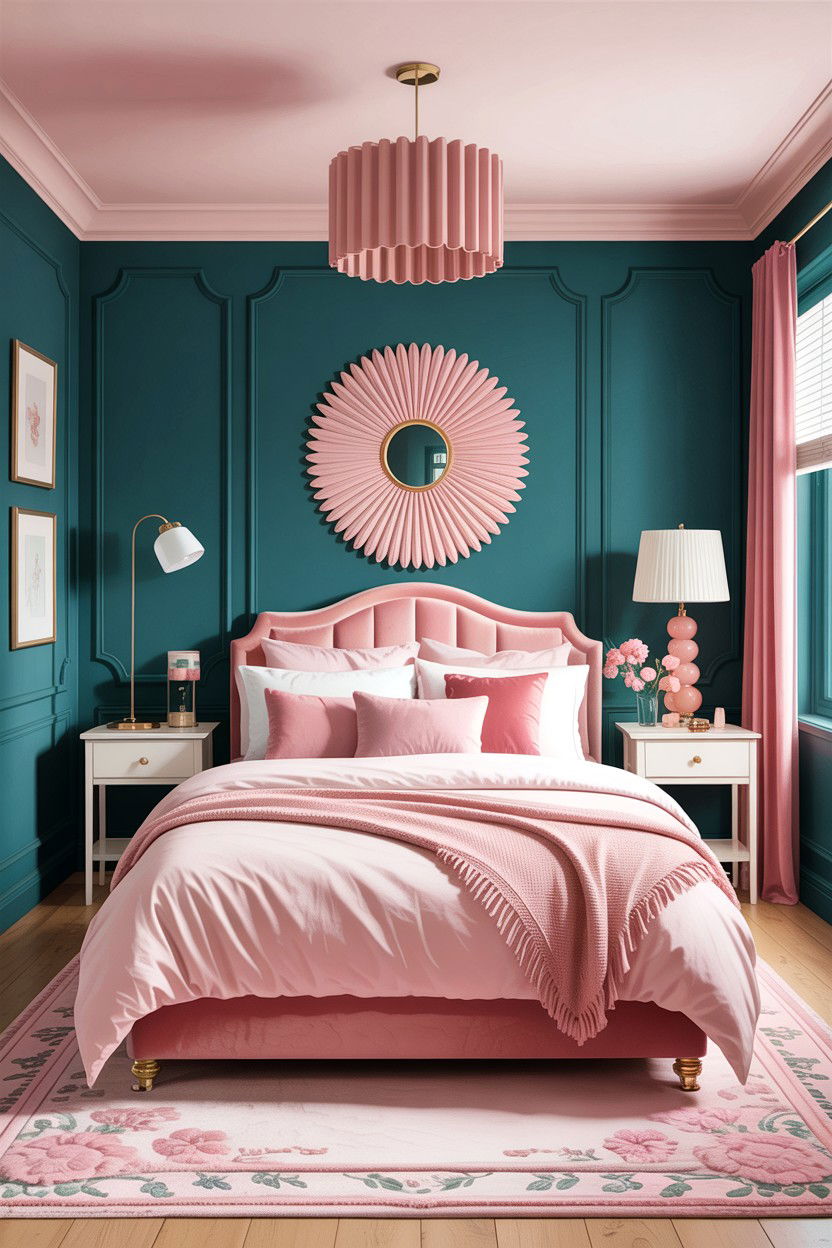 Teal and Pink Bedroom - 30 teal bedroom design ideas