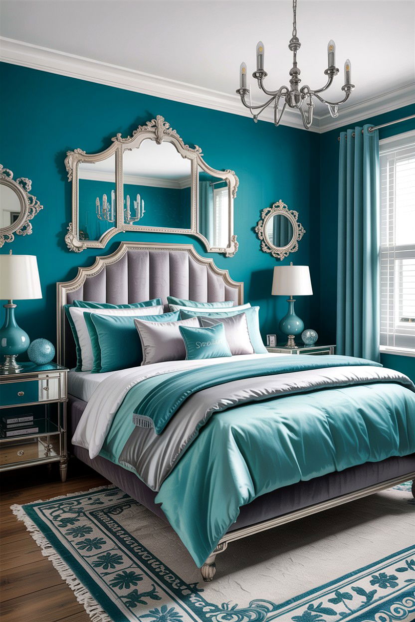 Teal and Silver Bedroom - 30 teal bedroom design ideas