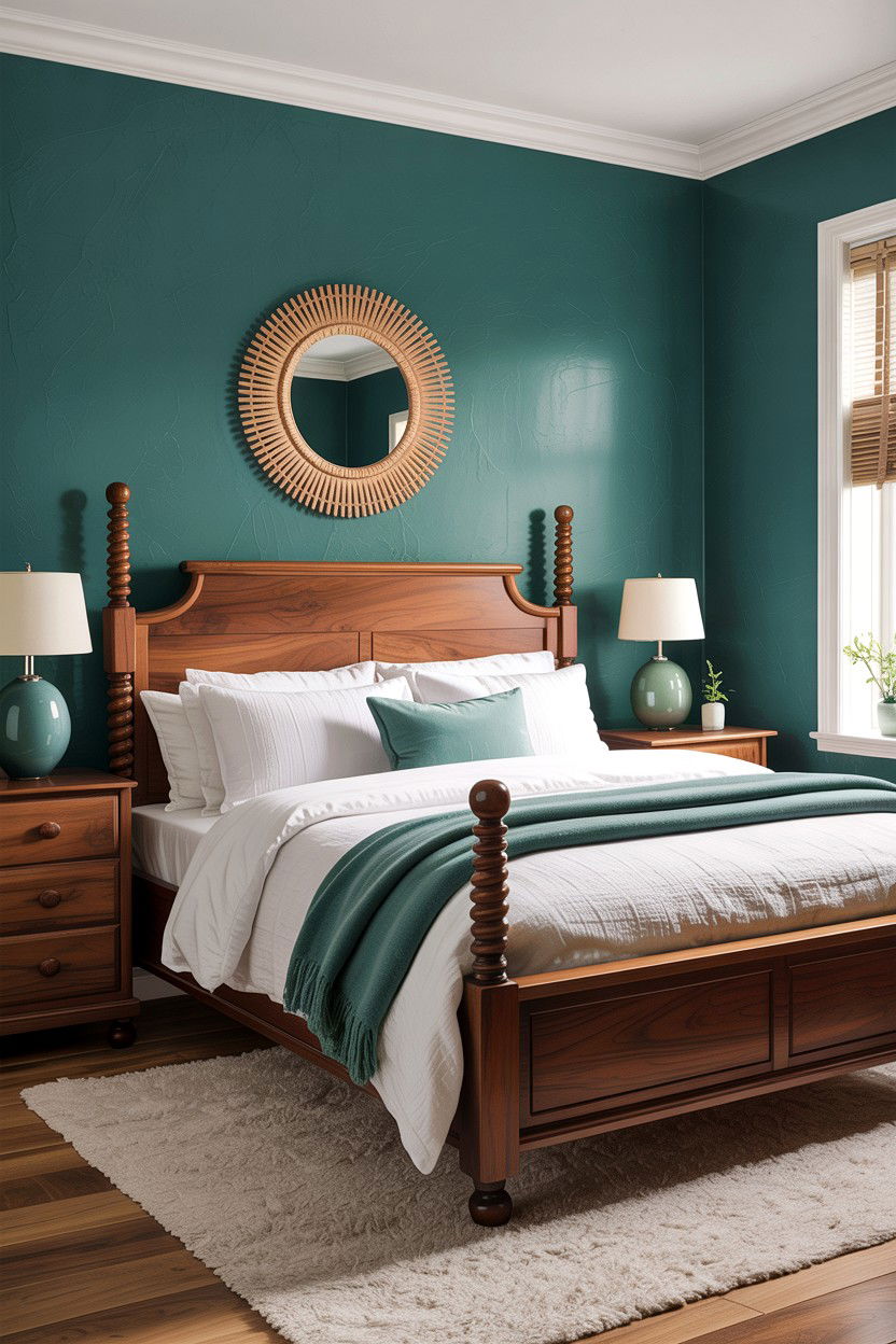 Teal and Wood Bedroom - 30 teal bedroom design ideas