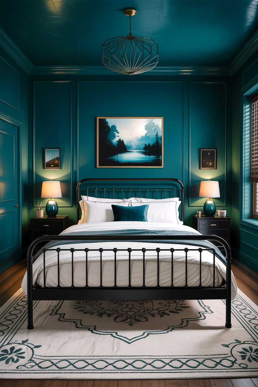 Teal and black bedroom - 30 teal bedroom decor ideas