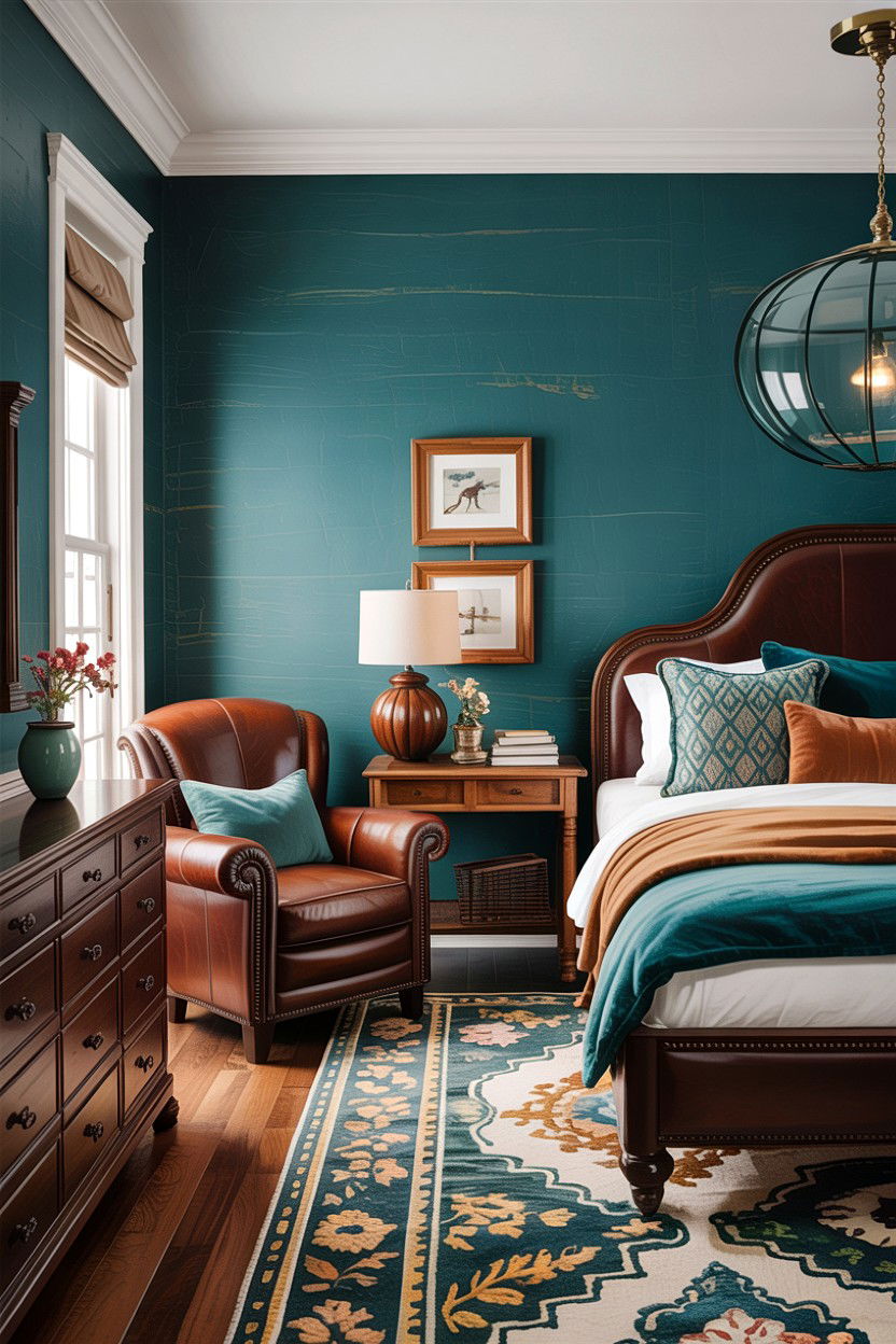 Teal and brown bedroom - 30 rustic teal bedroom ideas