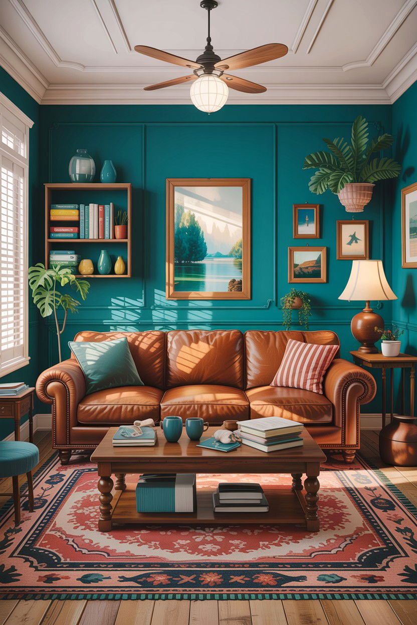 Teal and brown living room - 30 traditional teal living room ideas